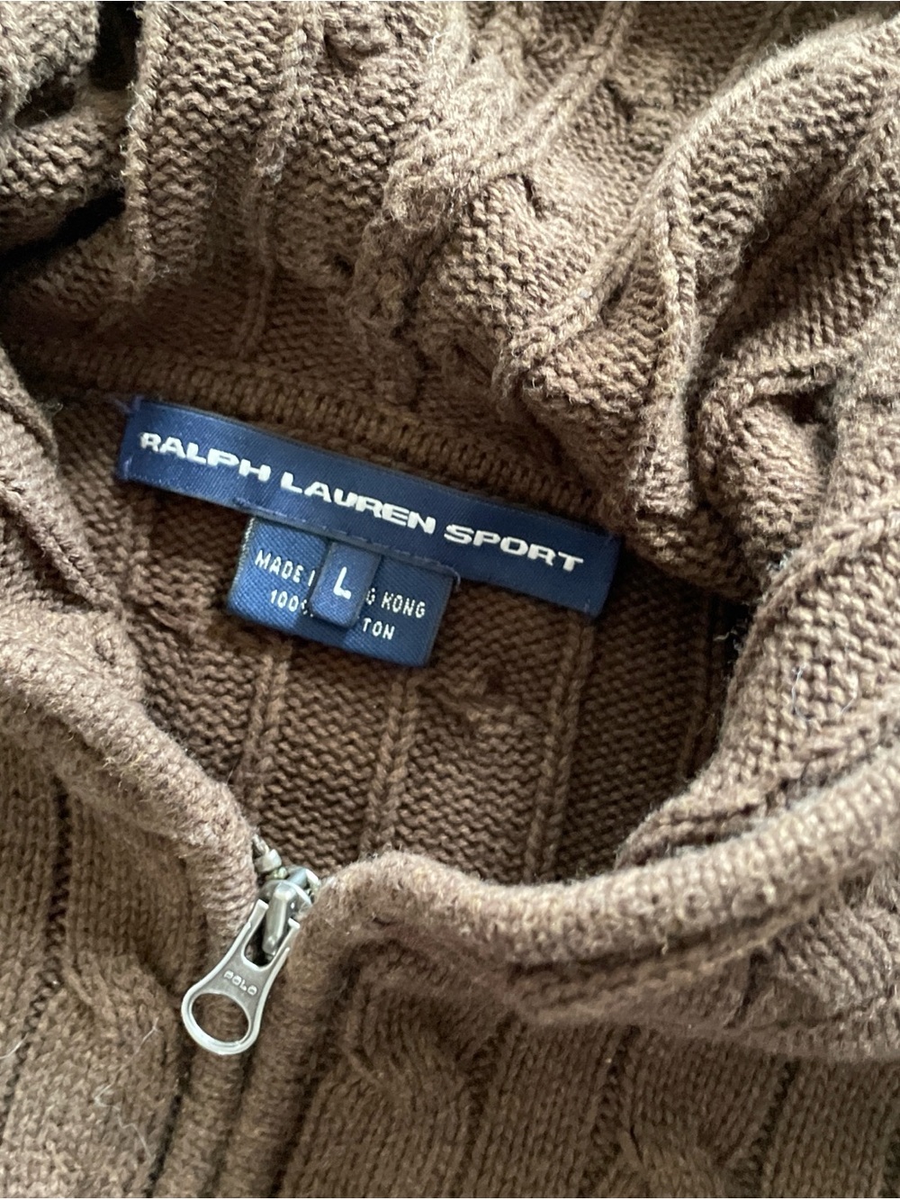 Ralph Lauren Brown Cable-Knit Zip Hoodie - Picture 3 of 3